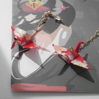 Серьги с жемчугом &laquo;Япония&raquo; яркое оригами, цветные в золоте