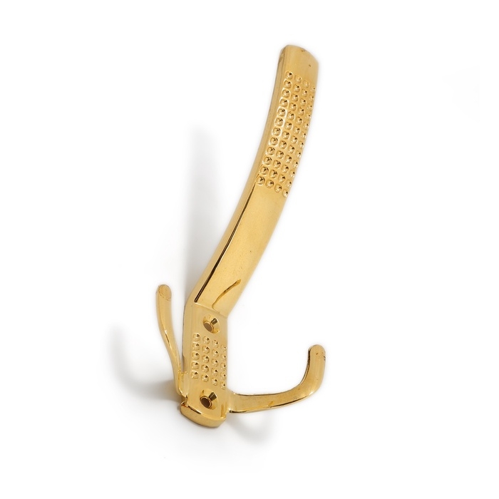 Крючок мебельный ТУНДРА TKT001, трехрожковый, золото