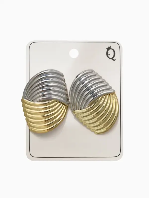 Серьги металл "Тренд" плетение, цвет золото с серебром