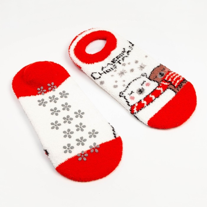 Носки женские махровые укороченные &laquo;Мишки&raquo;, цвет белый, размер 36-40