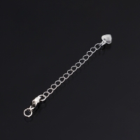 Замок-карабин 1,2&times;0,5 см &laquo;Сердечко&raquo; с удлинителем 5,3 см, цвет серебро