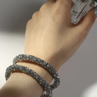 Браслет-пружинка &laquo;Шанталь&raquo; 2 ряда, цвет серебро, d=7 см