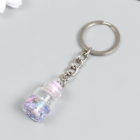 Брелок пластик "Цветочки в бутылочке" сирень 2,4х1,5х1,5 см