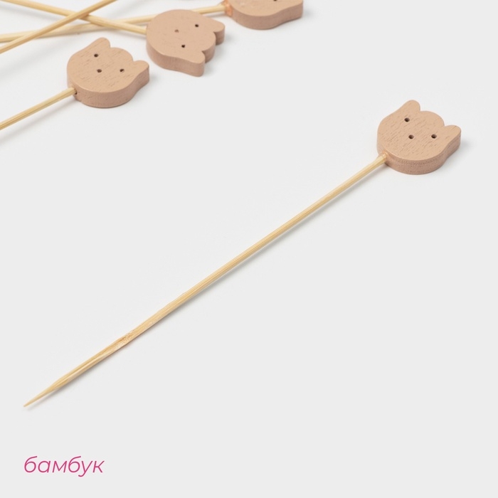 Шпажки Доляна &laquo;Котики&raquo;, 12 см, набор 25 шт, бамбук