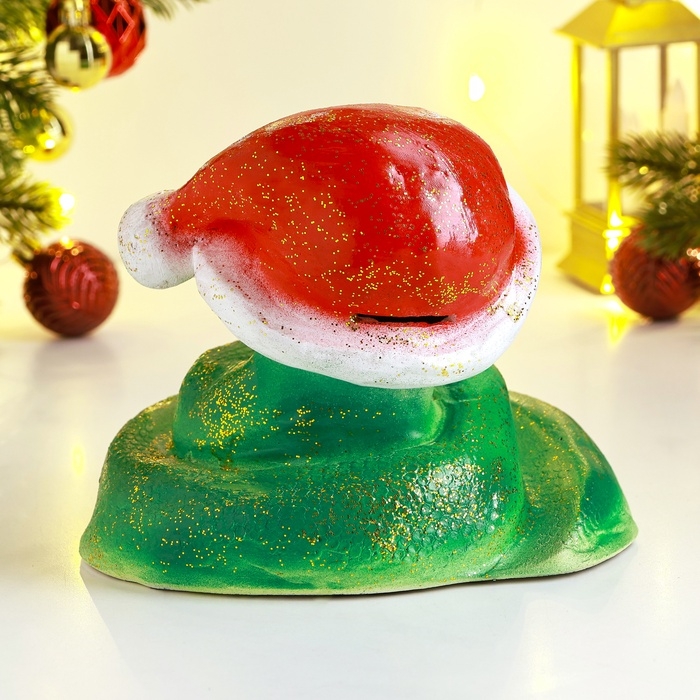 Новый год. Символ 2025. Копилка "Змея в колпаке" 17х14х15см, цветная