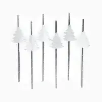 Трубочки для коктейля серебряная елочка (набор 6 шт.)