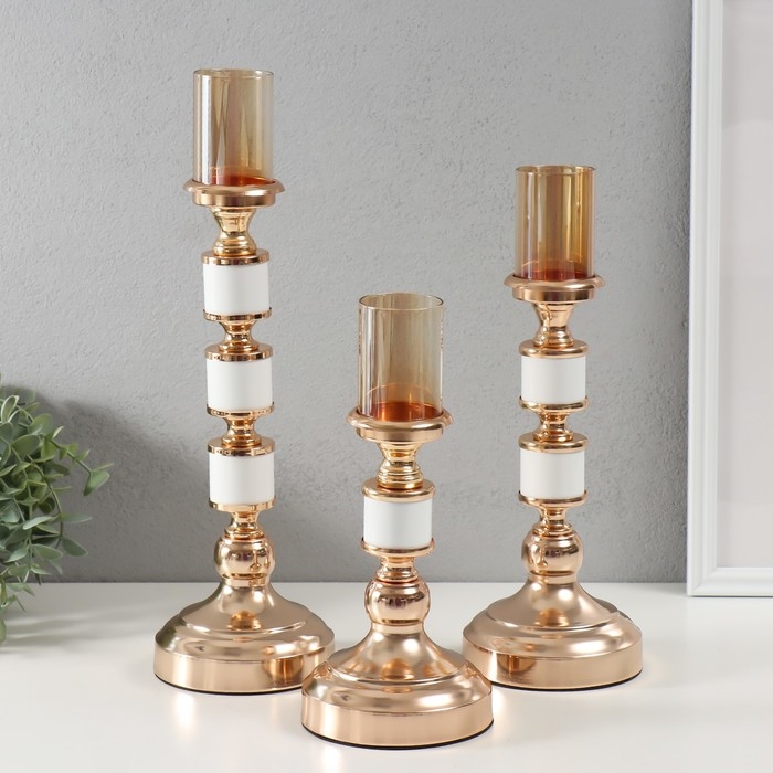 Подсвечник металл "Мари" d=5 см, набор 3 шт h=36,5 см, 31 см, 25 см