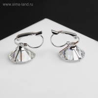 Серьги со стразами &laquo;Большой сапфир&raquo; в наклоне, d=1,5, цвет белый в серебре