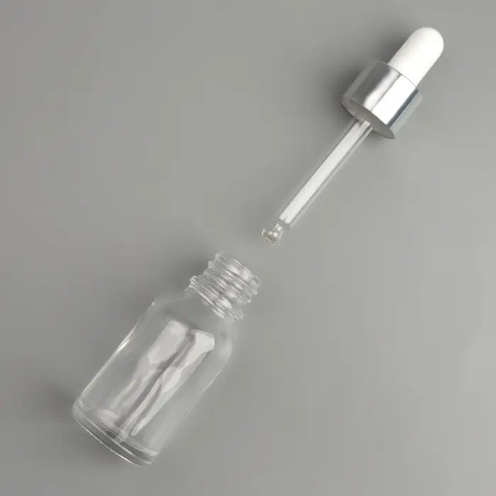 Бутылочка для хранения, с пипеткой, 15 мл, серебристая, белая