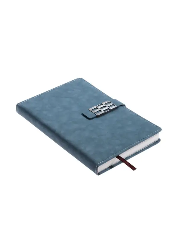 Ежедневник недатированный формат А5, с хлястиком, 112л, линия, пвх, Бирюзовый