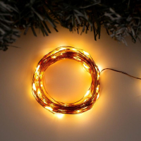Гирлянда «Нить» 10 м роса, IP20, медная нить, 100 LED, свечение тёплое белое, 12 В Гирлянда «Нить» 10 м роса, IP20, медная нить, 100 LED, свечение тёплое белое, 12 В