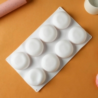 Форма для муссовых десертов и выпечки KONFINETTA &laquo;Пуэнти&raquo;, силикон, 30&times;17,5&times;1,5 см, 8 ячеек (5,5&times;1,5 см), цвет белый