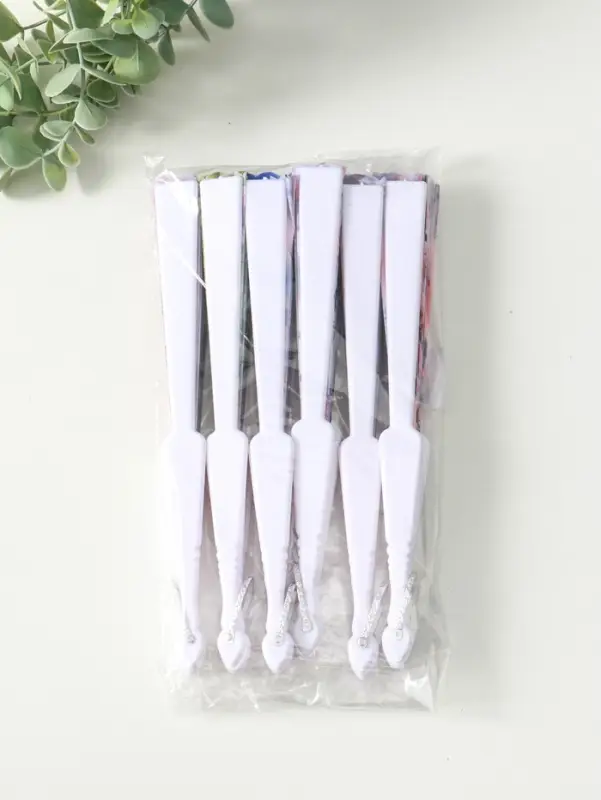 Веер пластик, текстиль "Кошечки и цветы" МИКС широкие лопасти 23 см