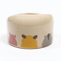 Миска керамическая "Хомячок" 65мл, 6,3 х 4,5 см, бежевая с принтом