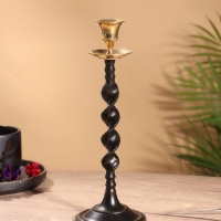 Подсвечник на 1 свечу "Леонардо" латунь, черный с золотом 9х9х29 см