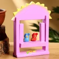 Сувенир &laquo;Зайки на качелях&raquo;, 11&times;5.4&times;14.4 см, дерево, сиреневый