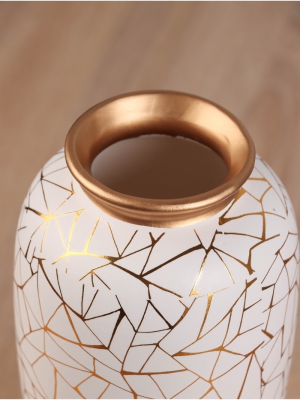 Ваза керамика настольная "Метте" d-7см, 23х9 см, золотисто-белый