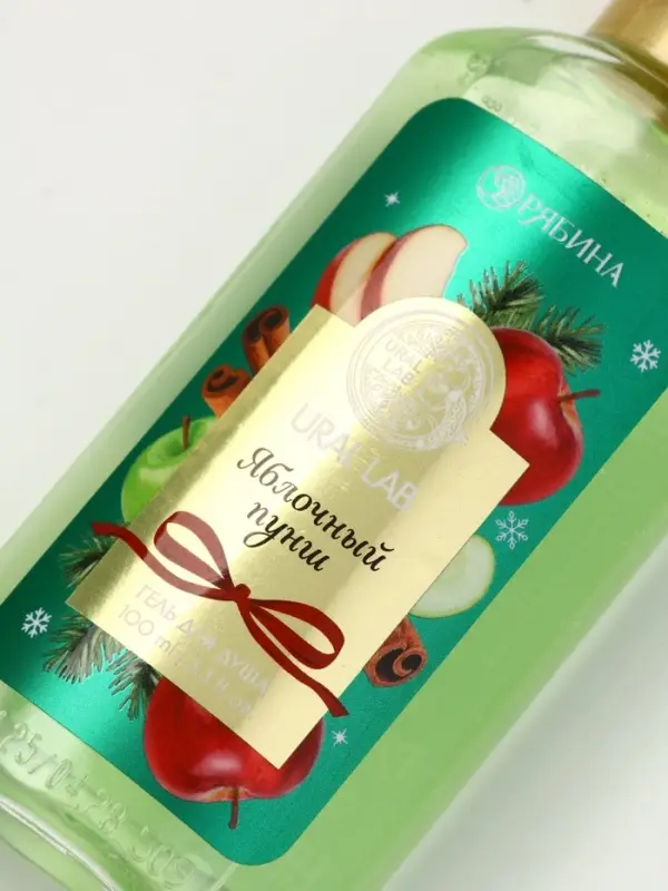 Гель для душа новогодний, аромат: яблочный пунш, 100 мл, Ural Lab