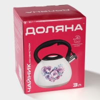 Чайник со свистком из нержавеющей стали Доляна &laquo;Сердце&raquo;, 3 л, с индикатором нагрева