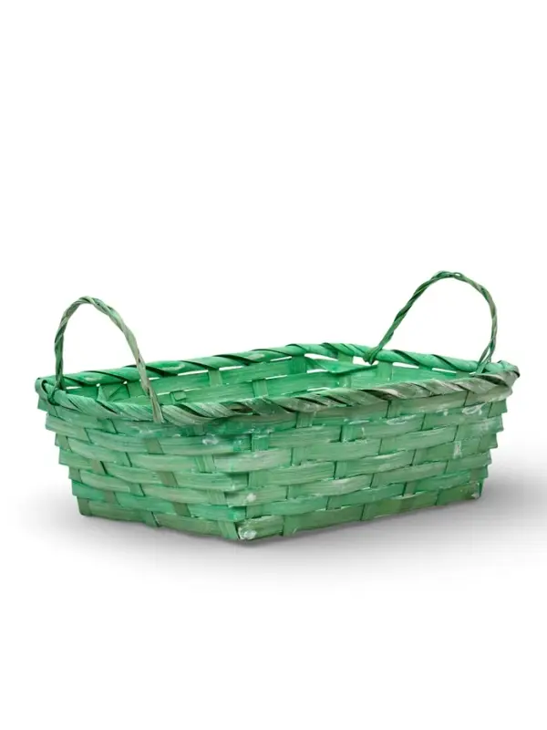 Корзина плетеная 24 х 20 х 8 см,боковые ручки, зеленый квадрат