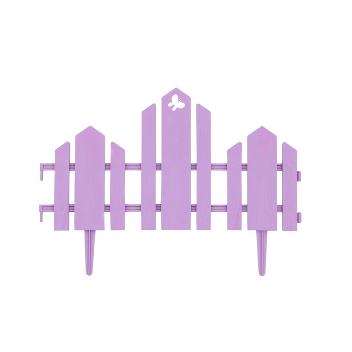Ограждение декоративное, 25 &times; 170 см, 5 секций, пластик, сиреневое, &laquo;Чудный сад&raquo;