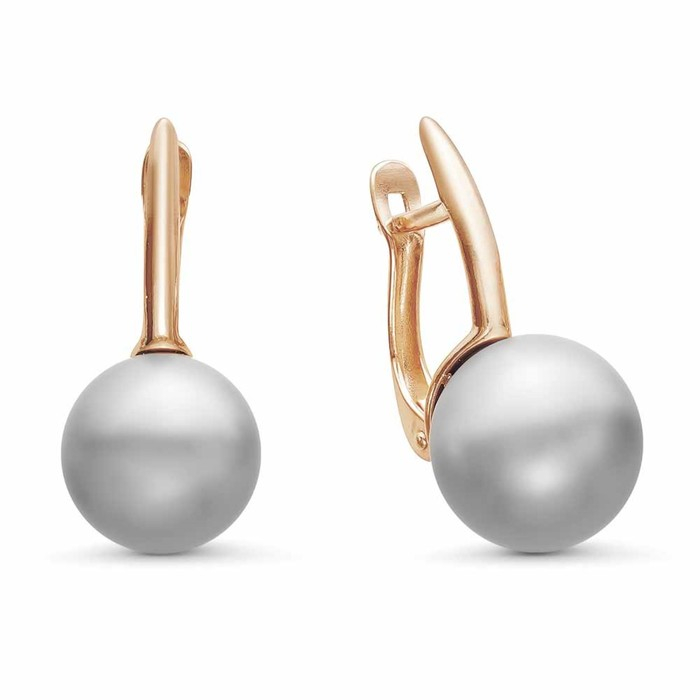 Серьги «Жемчуг голливудский» розовое золочение, цвет серый Серьги «Жемчуг голливудский» розовое золочение, цвет серый