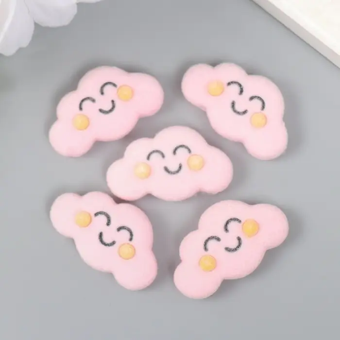 Декор для творчества бархатное напыление "Облачко-смайл" 0,6х1,5х2,7 см