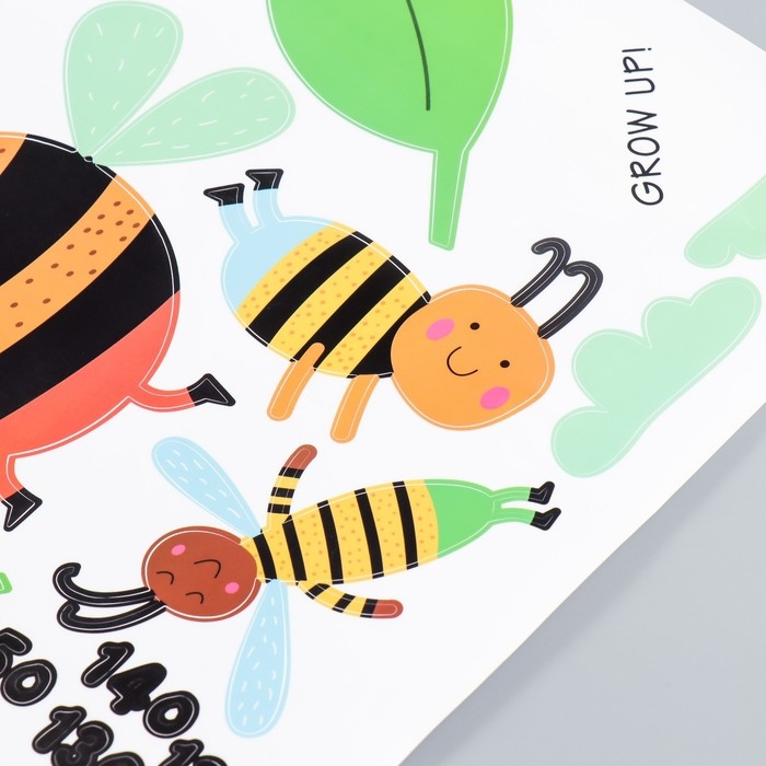 Наклейка пластик интерьерная ростомер Наклейка пластик интерьерная ростомер "Подсолнух и насекомые" 50х70 см