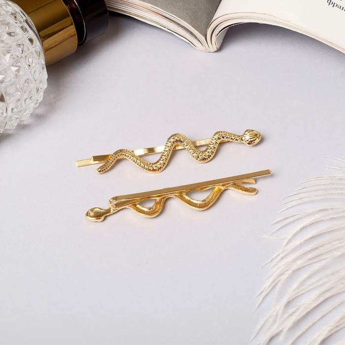 Невидимка для волос Невидимка для волос "Либерти" (набор 2 шт) змеи, 6,5 см, золото