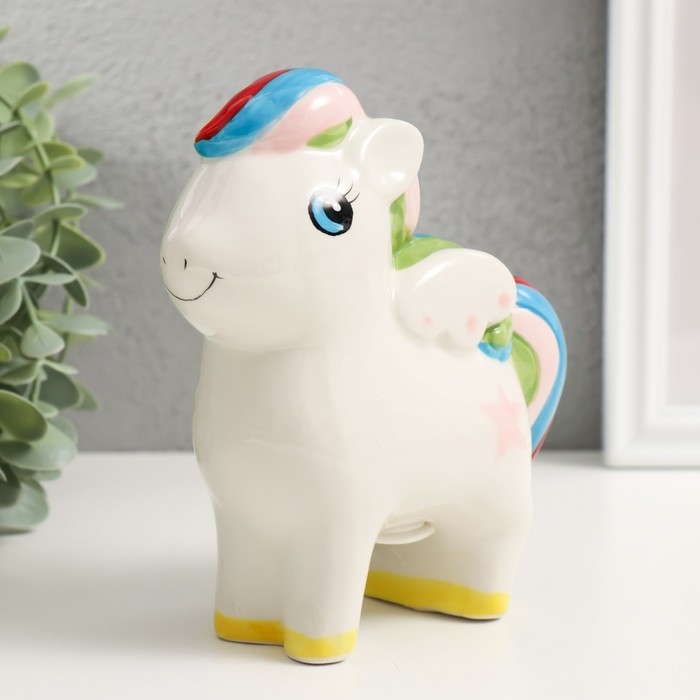 Копилка керамика Копилка керамика "Лошадка с крыльями и яркой гривой" 13х6,5х16 см