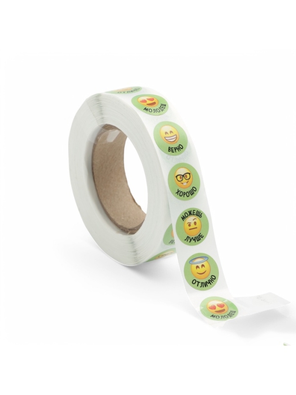 Наклейки в рулоне &laquo;Смайлы-эмоции&raquo; диаметр 1,5 см, 1000 шт.