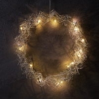 Светодиодная фигура «Венок» 25х25х6 см, 15 LED, батарейки AAx2 (не в комплекте), свечение теплое белое Светодиодная фигура «Венок» 25х25х6 см, 15 LED, батарейки AAx2 (не в комплекте), свечение теплое белое