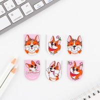 Закладки магнитные, 6 шт &laquo;Корги&raquo;