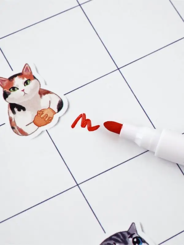 Магнитный планер А4 и стирающийся маркер "Котики"