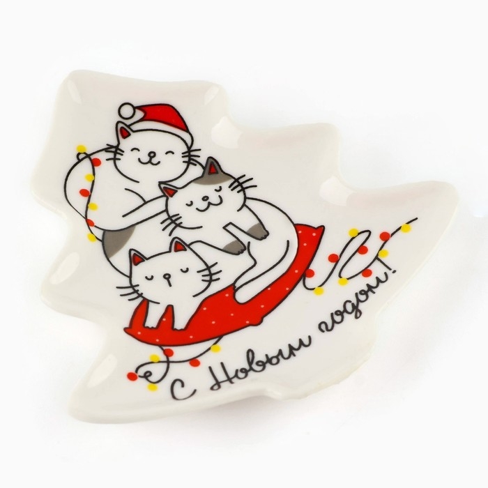 Подставка под чайный пакетик &laquo;С Новым годом. Котики&raquo;, 8.7 х 8.5 см