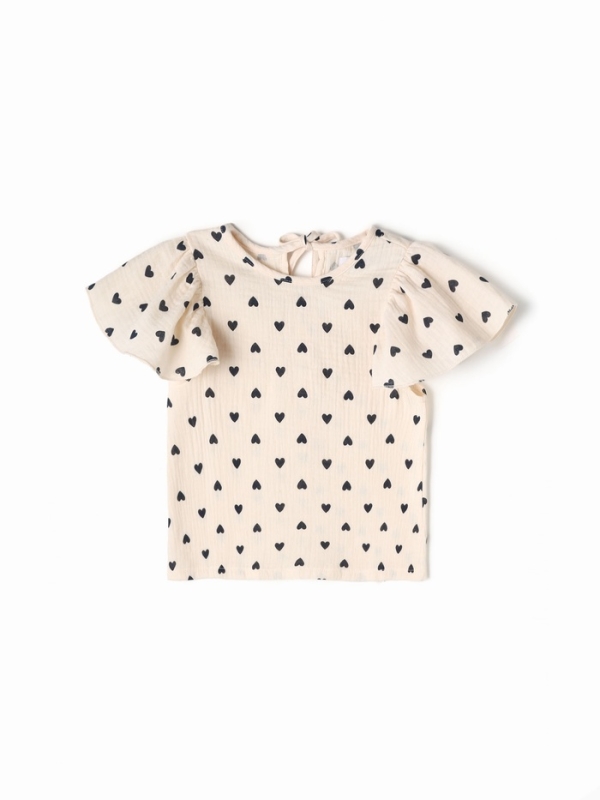 Топ из муслина для девочки KAFTAN "Сердечки" рост 104