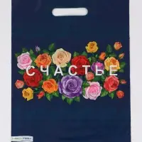 Пакет "Счастье, полиэтиленовый с вырубной ручкой 30х40 см, 60 мкм