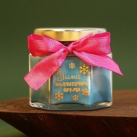 Новогодняя свеча в банке &laquo;Зима - волшебное время&raquo;, аромат еловые ветки, 5,5 х 5 х 5,5 см.