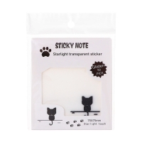 Блок с липким краем 75мм х 75мм 50л пластик прозрачные с блестками Котик