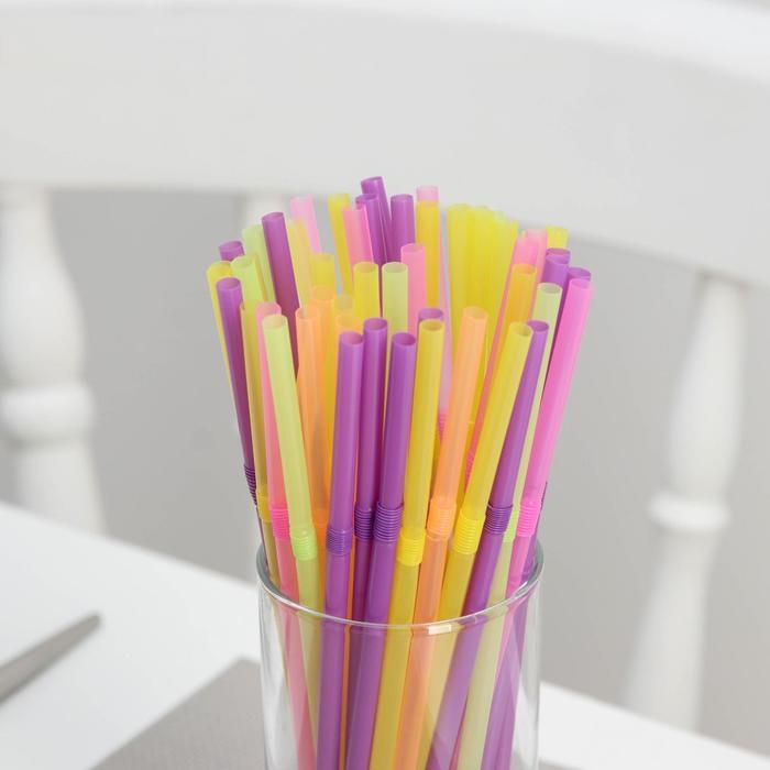 Трубочки одноразовые для напитков, 21 см, d=5 мм, 50 шт, с гофрой, цвет микс Трубочки одноразовые для напитков, 21 см, d=5 мм, 50 шт, с гофрой, цвет микс