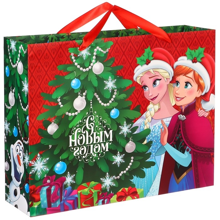 Новый год. Пакет подарочный, 40х31х11.5 см, упаковка, Холодное сердце МИКС