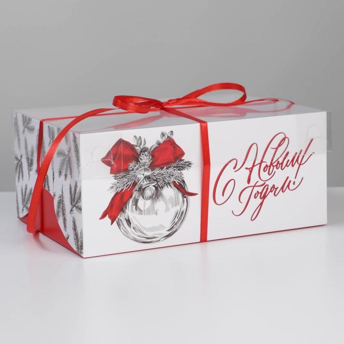 Коробка для капкейка &laquo;Серебро&raquo;, 23 х 16 х 10 см, Новый год