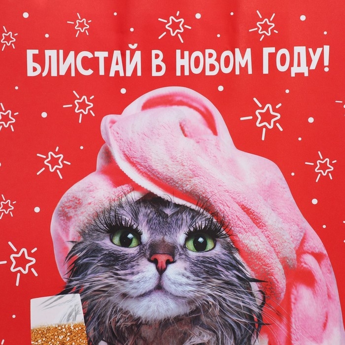 Пакет подарочный новогодний крафтовый &laquo;Блистай&raquo;, 28 х 32 х 15 см, Новый год