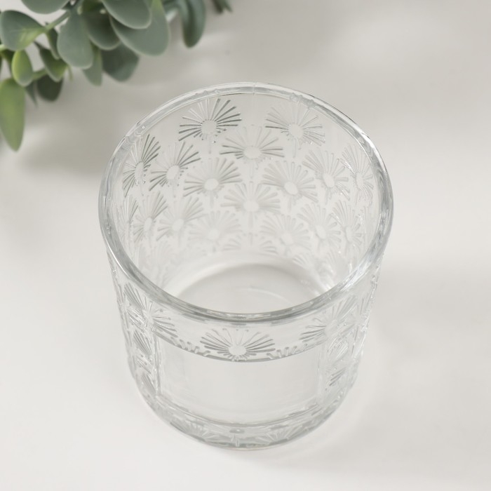 Банка для свечей стекло Банка для свечей стекло "Цветочки" прозрачная 200 мл 7,5х7,5х8,2 см