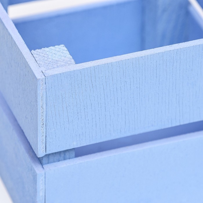 Кашпо деревянное, двухреечное, нежно-голубой, 11 х 11 х 9 см Кашпо деревянное, двухреечное, нежно-голубой, 11 х 11 х 9 см