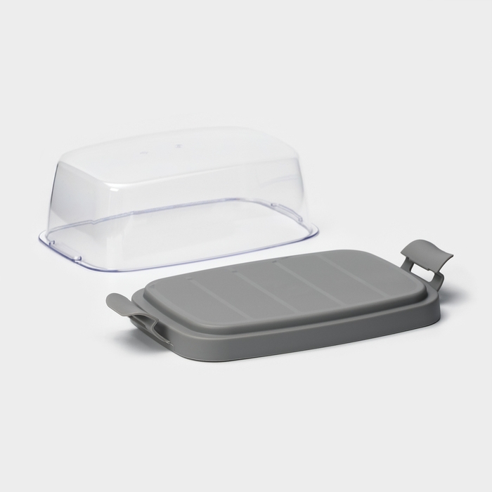 Маслёнка пластиковая &laquo;Летиция&raquo;, 16.5&times;10 см, цвет пыльно-серый