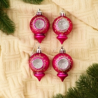 Набор украшений пластик 4 шт "Огонёк" 4х6 см, розовый Набор украшений пластик 4 шт "Огонёк" 4х6 см, розовый