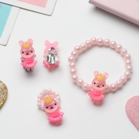 Набор детский «Выбражулька» 3 предмета: клипсы, браслет, кольцо, зайка, цвет МИКС Набор детский «Выбражулька» 3 предмета: клипсы, браслет, кольцо, зайка, цвет МИКС