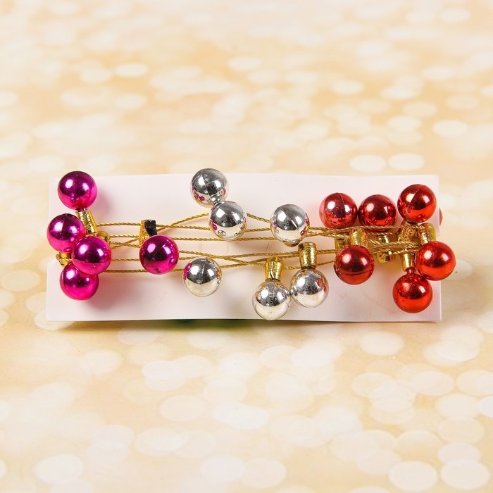 Миниатюра кукольная &laquo;Гирлянда - шарик&raquo;, длина 1 метр, игрушка: 1,5&times;0,8 см, цвета МИКС