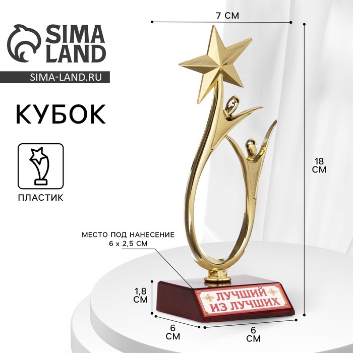 Кубок &laquo;Лучший из лучших&raquo;, наградная фигура, золото, пластик, 18 х 7 см.